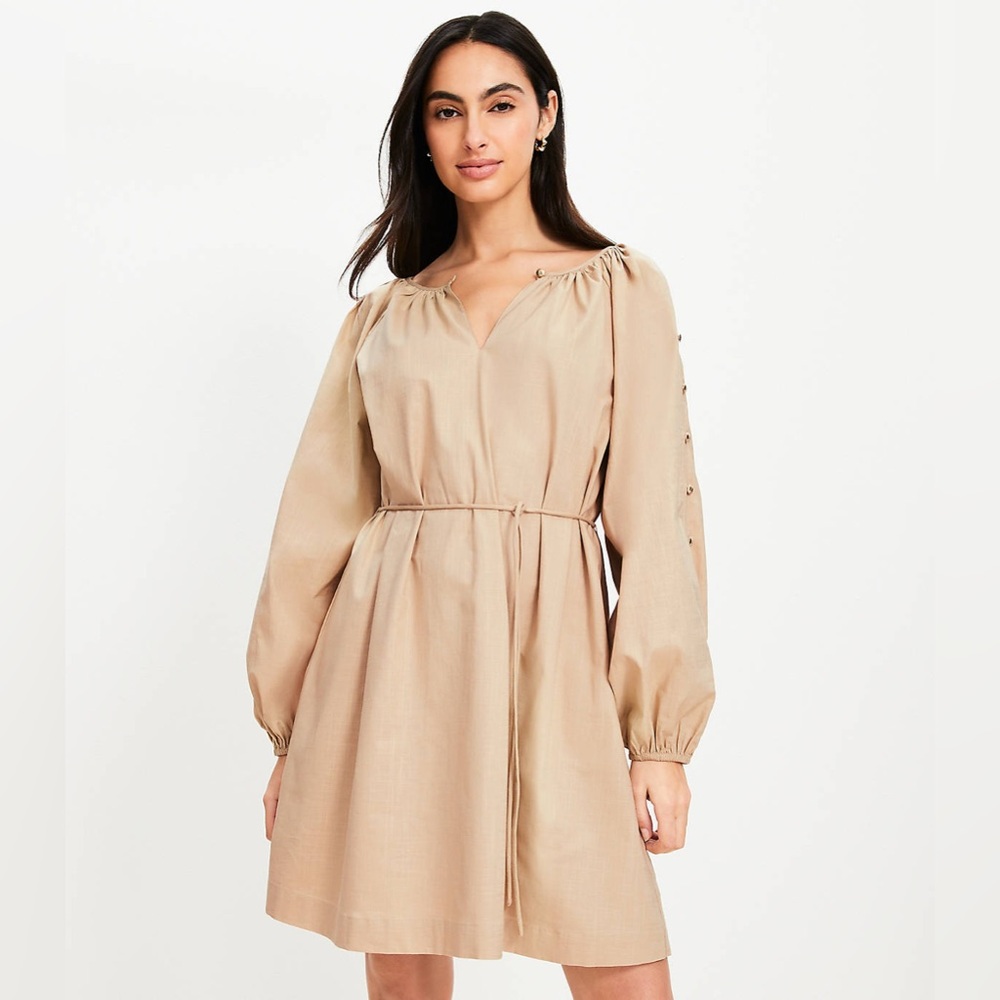 LOFT Button Sleeve Mini Dress